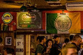 Irish And British People Watching The Match Between Ireland X England In Cais Do Sodré, Lisbon, Portugal