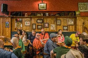 Irish And British People Watching The Match Between Ireland X England In Cais Do Sodré, Lisbon, Portugal