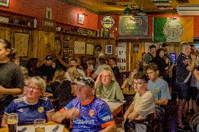 Irish And British People Watching The Match Between Ireland X England In Cais Do Sodré, Lisbon, Portugal