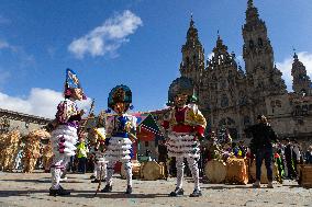 Annual Parade Of Carnival Costumes In Santiago De Compostela.