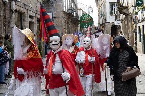 Annual Parade Of Carnival Costumes In Santiago De Compostela.