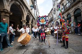 Annual Parade Of Carnival Costumes In Santiago De Compostela.