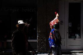 Annual Parade Of Carnival Costumes In Santiago De Compostela.