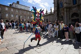 Annual Parade Of Carnival Costumes In Santiago De Compostela.