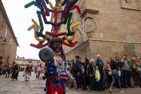 Annual Parade Of Carnival Costumes In Santiago De Compostela.