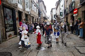 Annual Parade Of Carnival Costumes In Santiago De Compostela.