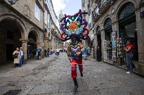 Annual Parade Of Carnival Costumes In Santiago De Compostela.