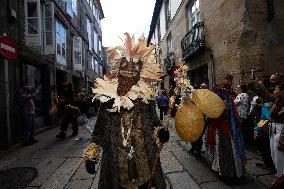 Annual Parade Of Carnival Costumes In Santiago De Compostela.