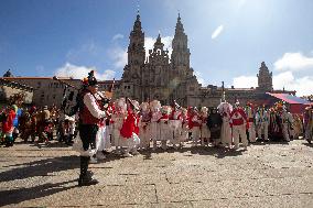 Annual Parade Of Carnival Costumes In Santiago De Compostela.