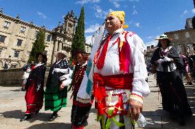 Annual Parade Of Carnival Costumes In Santiago De Compostela.