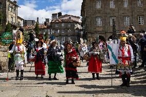 Annual Parade Of Carnival Costumes In Santiago De Compostela.