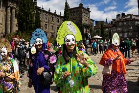 Annual Parade Of Carnival Costumes In Santiago De Compostela.