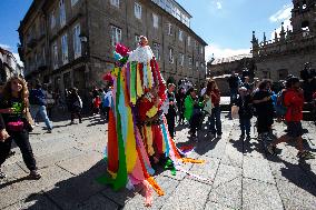 Annual Parade Of Carnival Costumes In Santiago De Compostela.