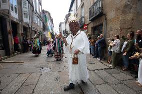 Annual Parade Of Carnival Costumes In Santiago De Compostela.