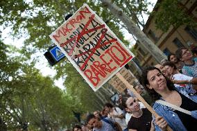 Protest Against Macron's Choice Of Michel Banier As Prime Minister