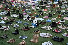 Thousands Of Shoes Laid Out As Memorial To Children Killed In Gaza - Rotterdam