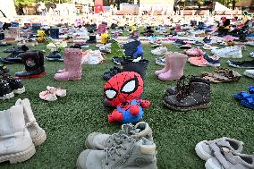 Thousands Of Shoes Laid Out As Memorial To Children Killed In Gaza - Rotterdam