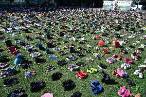 Thousands Of Shoes Laid Out As Memorial To Children Killed In Gaza - Rotterdam