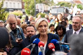 Marine Le Pen Arrives In Henin-Beaumont - France