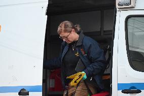 Crime Scene Investigators At The Scene Where Three People Were Shot At 132-45 220th Street In Queens New York