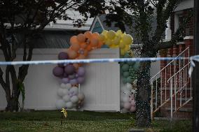 Crime Scene Investigators At The Scene Where Three People Were Shot At 132-45 220th Street In Queens New York