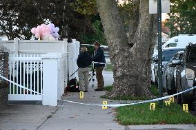 Crime Scene Investigators At The Scene Where Three People Were Shot At 132-45 220th Street In Queens New York