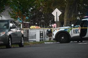 Crime Scene Investigators At The Scene Where Three People Were Shot At 132-45 220th Street In Queens New York