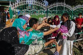 Muslims Offer Prayers At The Shrine Of Sufi Saint Naqshband Sahib In Srinagar