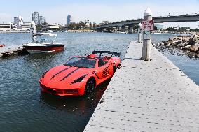 A Corvette C8 Jet Ski Moored In Long Beach - California