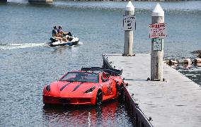 A Corvette C8 Jet Ski Moored In Long Beach - California