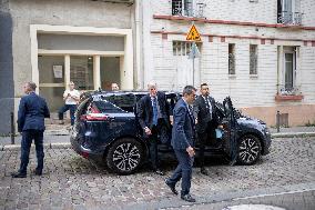 Michel Barnier Arrives At Necker Hospital - Paris