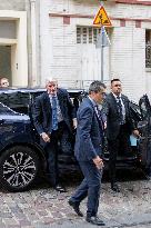 Michel Barnier Arrives At Necker Hospital - Paris