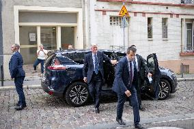 Michel Barnier Arrives At Necker Hospital - Paris