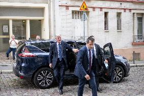 Michel Barnier Arrives At Necker Hospital - Paris