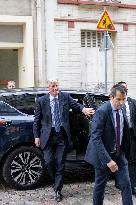 Michel Barnier Arrives At Necker Hospital - Paris