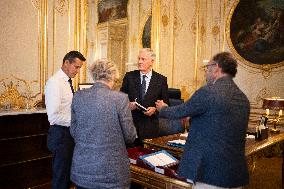 Exclusive - Michel Barnier At Hotel De Matignon - Paris