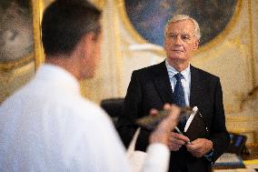 Exclusive - Michel Barnier At Hotel De Matignon - Paris