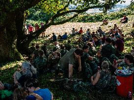 The Airborne Walking March Held In The Netherlands.