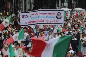 March For Mexican Democracy Against Judicial Reform