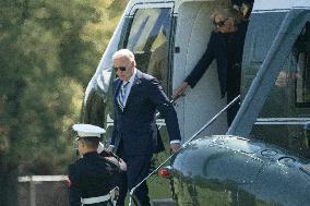 President Joe Biden and first lady Dr. Jill Biden return to Washington