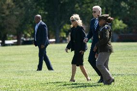 President Joe Biden and first lady Dr. Jill Biden return to Washington