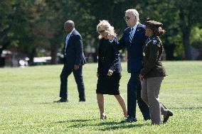 President Joe Biden and first lady Dr. Jill Biden return to Washington