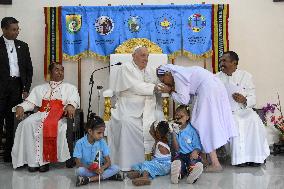 Pope Francis Meets Children With Disabilities in Dili - Timor Leste