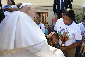 Pope Francis Meets Children With Disabilities in Dili - Timor Leste