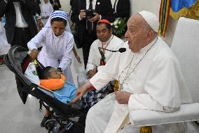 Pope Francis Meets Children With Disabilities in Dili - Timor Leste