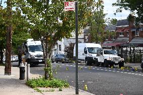 Crime Scene Investigators Investigate The Scene Of A 46-year-old Male Was Shot Multiple Times And Killed In Bronx New York