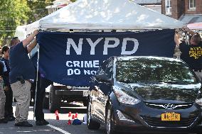 Crime Scene Investigators Investigate The Scene Of A 46-year-old Male Was Shot Multiple Times And Killed In Bronx New York