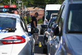 Crime Scene Investigators Investigate The Scene Of A 46-year-old Male Was Shot Multiple Times And Killed In Bronx New York