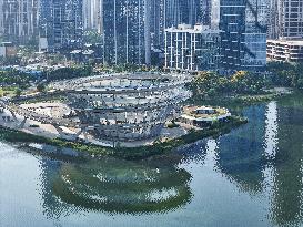 The Double Spiral Viewing Platform of City Island on The West Bank of Meixi Lake in Changsha