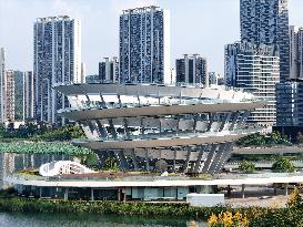 The Double Spiral Viewing Platform of City Island on The West Bank of Meixi Lake in Changsha